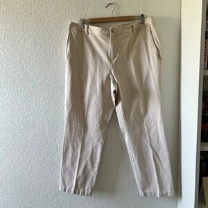 Lauren Ralph Lauren Khaki Pants Comfort Fit Stretch Casual Size 16W